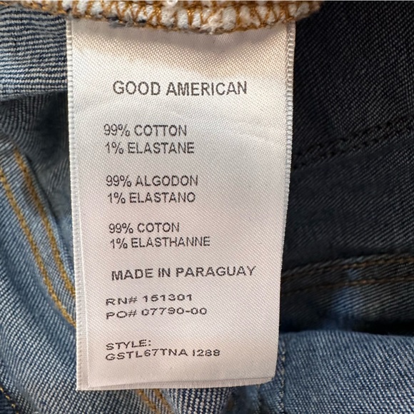 Good American Raw Hem Straight Leg Blue Jeans Size 4/27 NWT - Picture 9 of 9